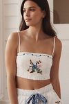 Thumbnail View 1: Haut bandeau smocké brodé By Anthropologie