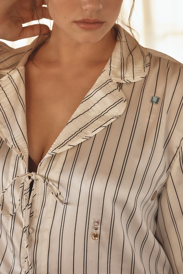 Slide View: 6: By Anthropologie Silky Bejeweled Pajama Top