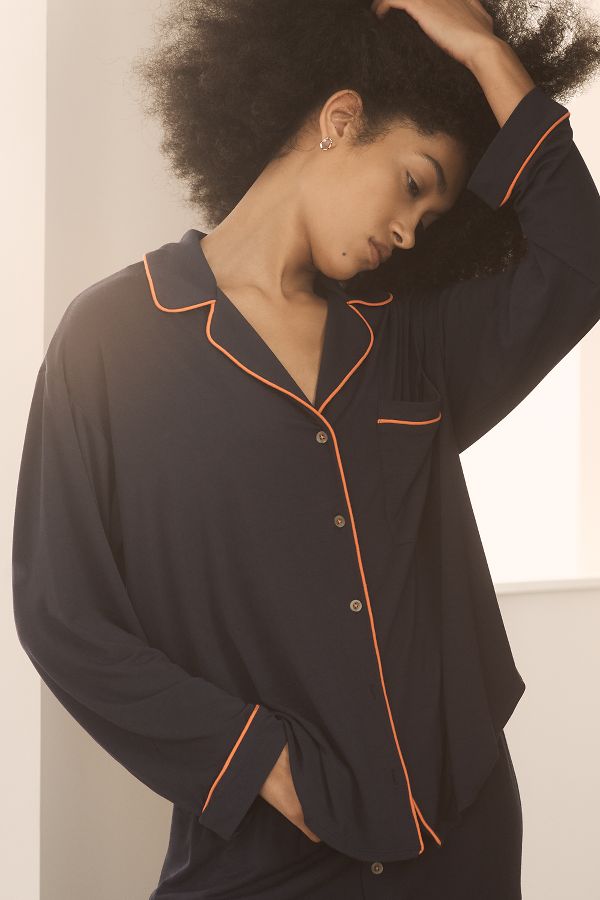 Slide View: 2: The Briar Piped Pajama Shirt: Long-Sleeve Edition