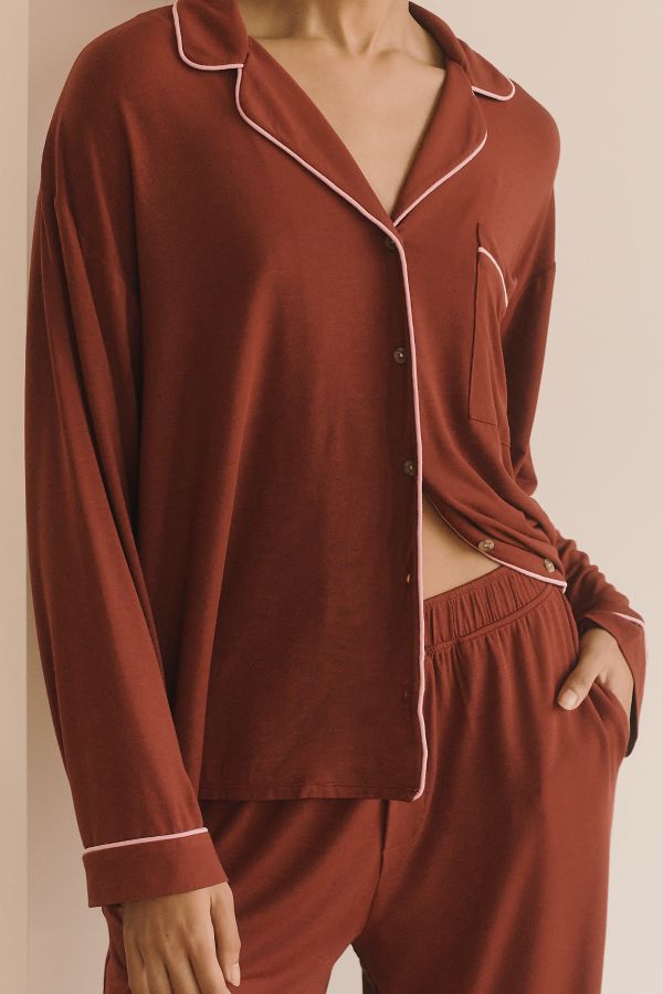 Slide View: 3: The Briar Piped Pajama Shirt: Long-Sleeve Edition