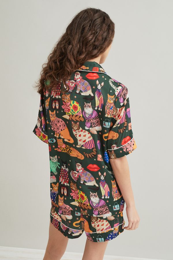 Karen Mabon Cats Pyjama Shorts Set | Anthropologie UK