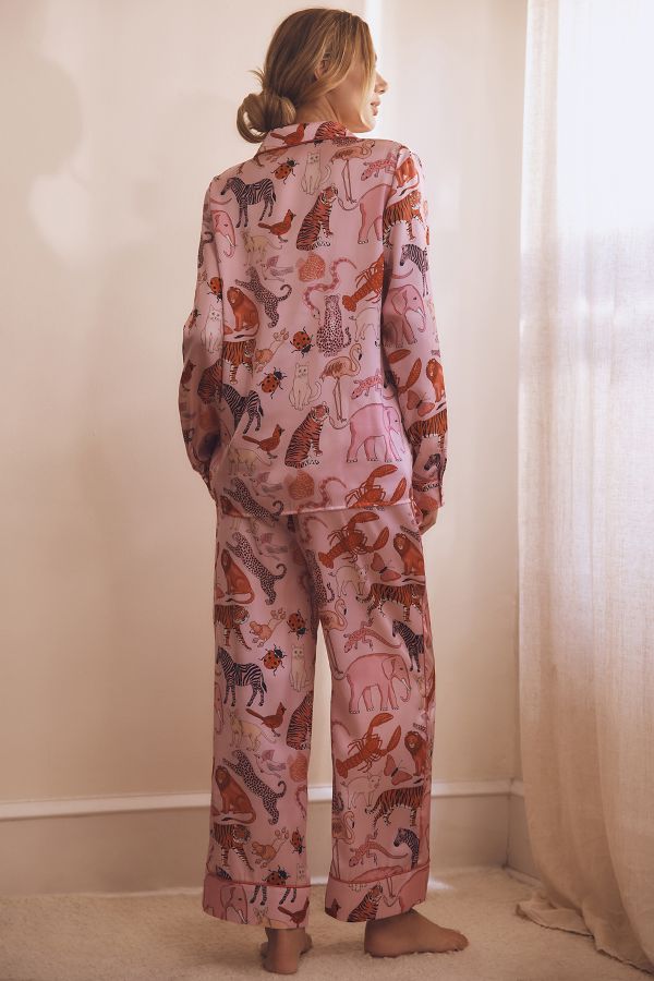 Vista de diapositivas: 2: Karen Mabon Long-Sleeve Pink Animals Pyjama Set