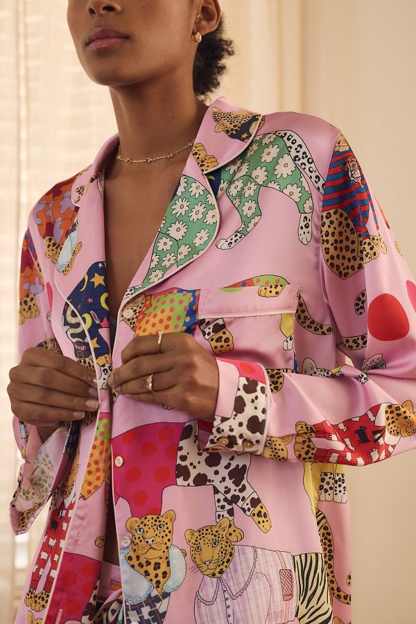 Slide View: 3: Karen Mabon Long-Sleeve Leopards Can't Change Their Spots Pajama Set