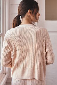 Slide View: 1: Eberjey Infinite Ribbed Cardigan Sweater