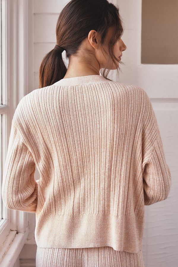 Slide View: 1: Eberjey Infinite Ribbed Cardigan Sweater