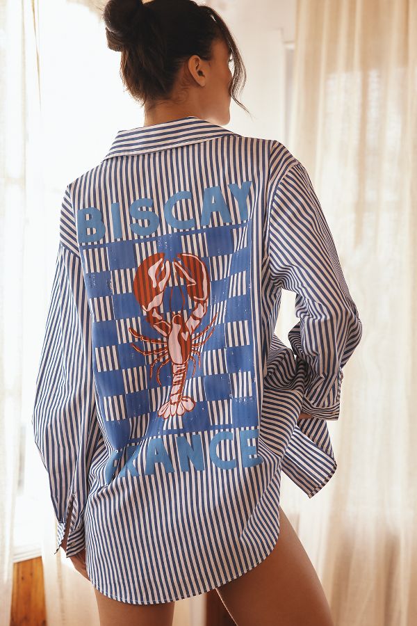 Slide View: 2: Sundry Oversized Graphic Buttondown Shirt