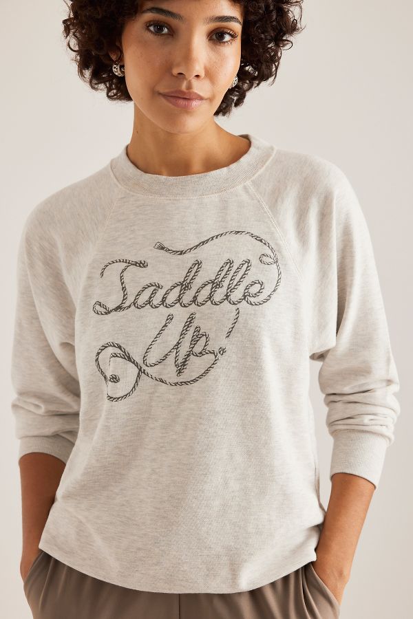 Slide View: 4: By Anthropologie Crew-Neck Graphic Sweatshirt