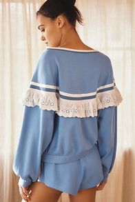 Slide View: 2: By Anthropologie Ruffle Sweatshirt