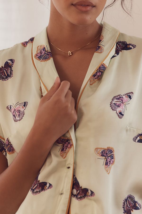 Slide View: 3: By Anthropologie Silky Patterned Pyjama Top