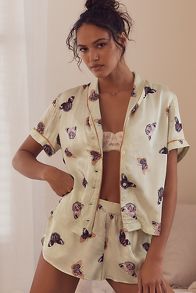 Slide View: 1: By Anthropologie Silky Patterned Pyjama Top