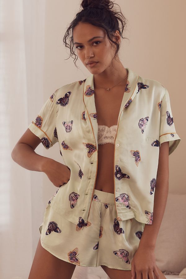 Slide View: 1: By Anthropologie Silky Patterned Pyjama Top