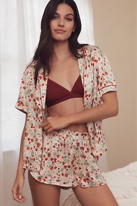 Slide View: 1: By Anthropologie Silky Patterned Pyjama Top