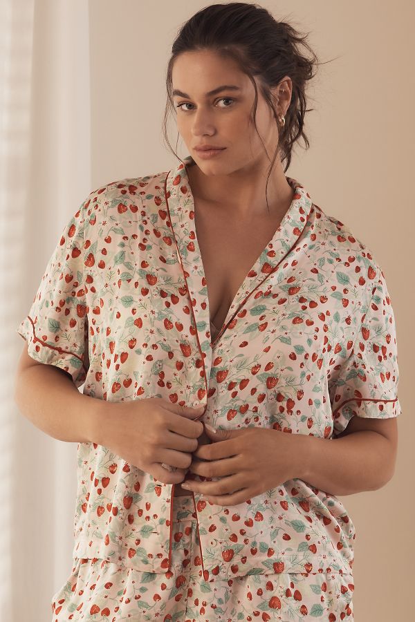 Slide View: 5: By Anthropologie Silky Patterned Pajama Top