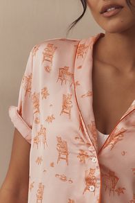 Slide View: 3: By Anthropologie Silky Patterned Pyjama Top