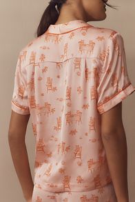 Slide View: 2: By Anthropologie Silky Patterned Pyjama Top