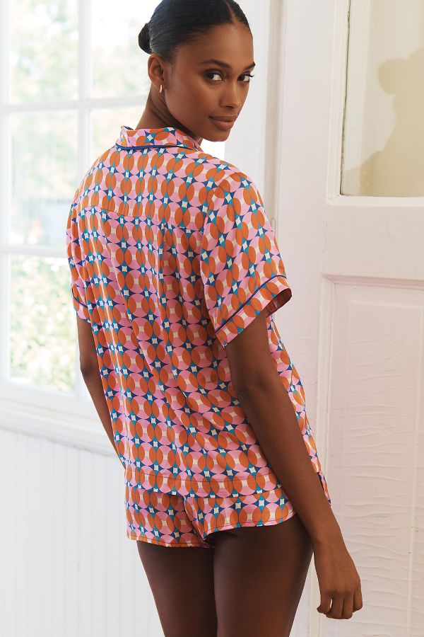 Slide View: 2: By Anthropologie Silky Patterned Pajama Top