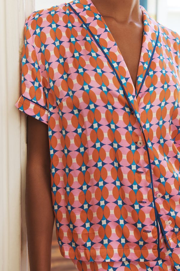 Slide View: 3: By Anthropologie Silky Patterned Pajama Top