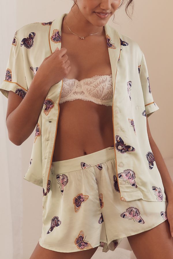 Slide View: 1: By Anthropologie Silky Printed Pyjama Shorts