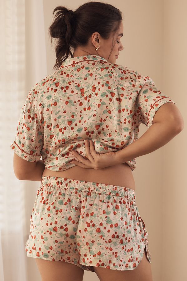 Slide View: 6: By Anthropologie Silky Patterned Pajama Shorts