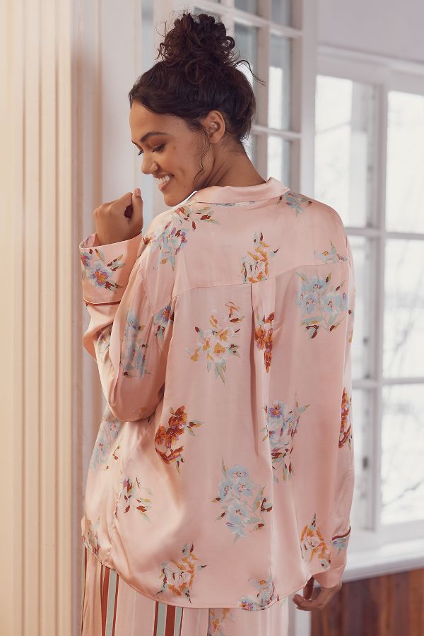 Slide View: 2: By Anthropologie Oversized Button-Front Pajama Shirt