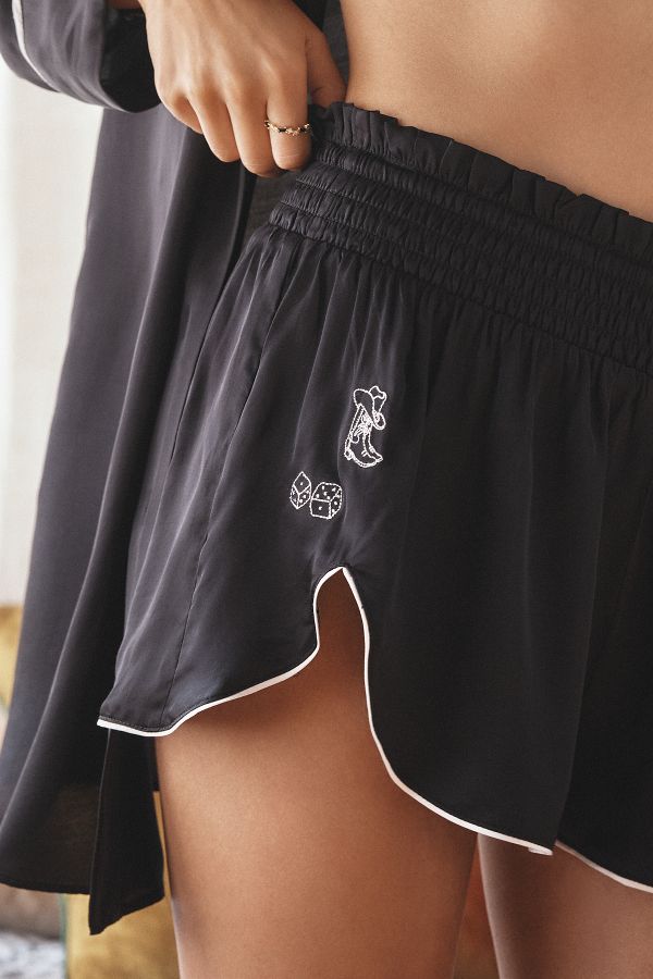 Slide View: 4: Shorts de Pyjama Volantés en Soie Par Anthropologie