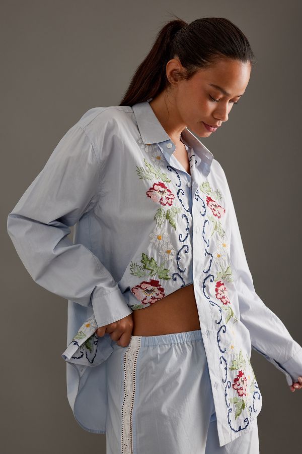 Slide View: 2: Desmond & Dempsey Long Lounge Shirt Set