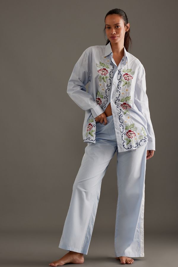 Slide View: 1: Desmond & Dempsey Long Lounge Shirt Set