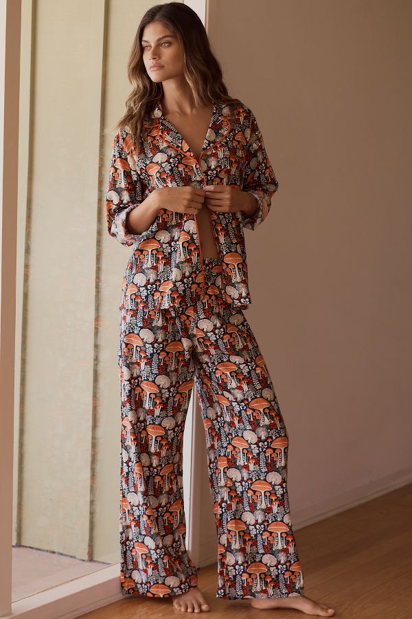 Slide View: 4: By Anthropologie Flanell Knopfleiste Pyjama Oberteil