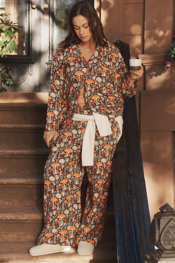 Slide View: 7: By Anthropologie Flanell Knopfleiste Pyjama Oberteil