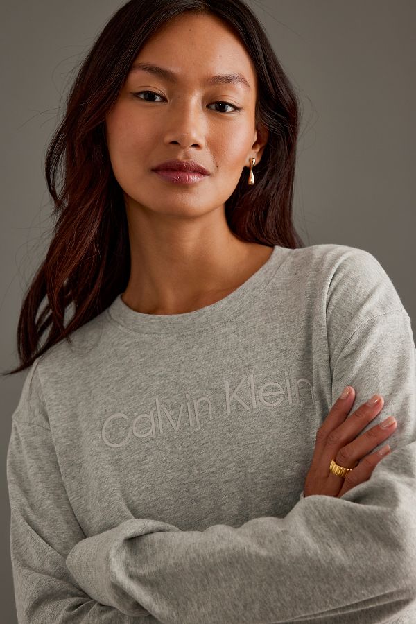 Slide View: 4: Calvin Klein Relaxed Crew-Neck Sweatshirt