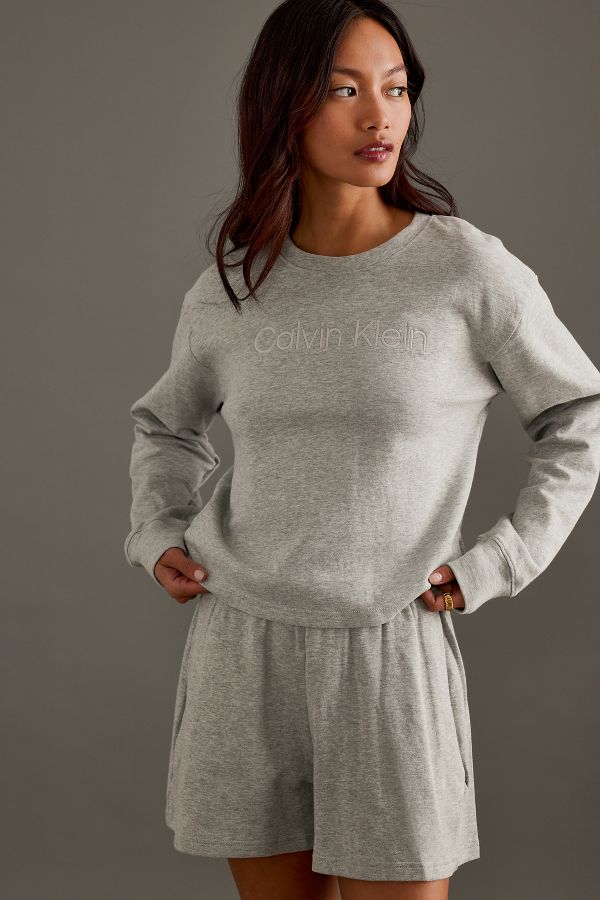 Slide View: 1: Calvin Klein Relaxed Crew-Neck Sweatshirt