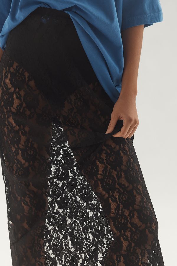 Slide View: 4: By Anthropologie Sheer Lace Midi Skirt