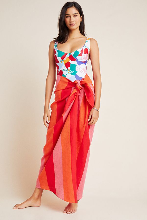 Slide View: 1: Mara Hoffman Izzi Tie-Front Linen Skirt