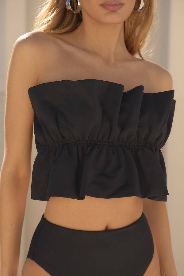 Slide View: 3: By Anthropologie Mari Ruffle Bandeau Bikini Top