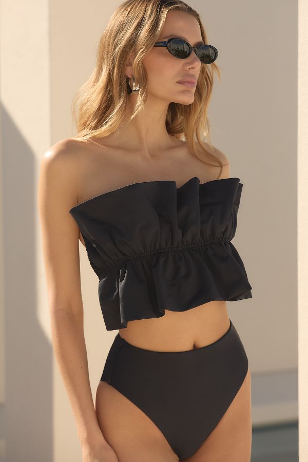 Slide View: 1: By Anthropologie Mari Ruffle Bandeau Bikini Top