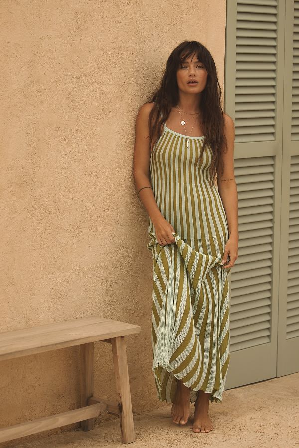 Slide View: 2: Solid & Striped Kayle Sleeveless Pleated Midi Dress