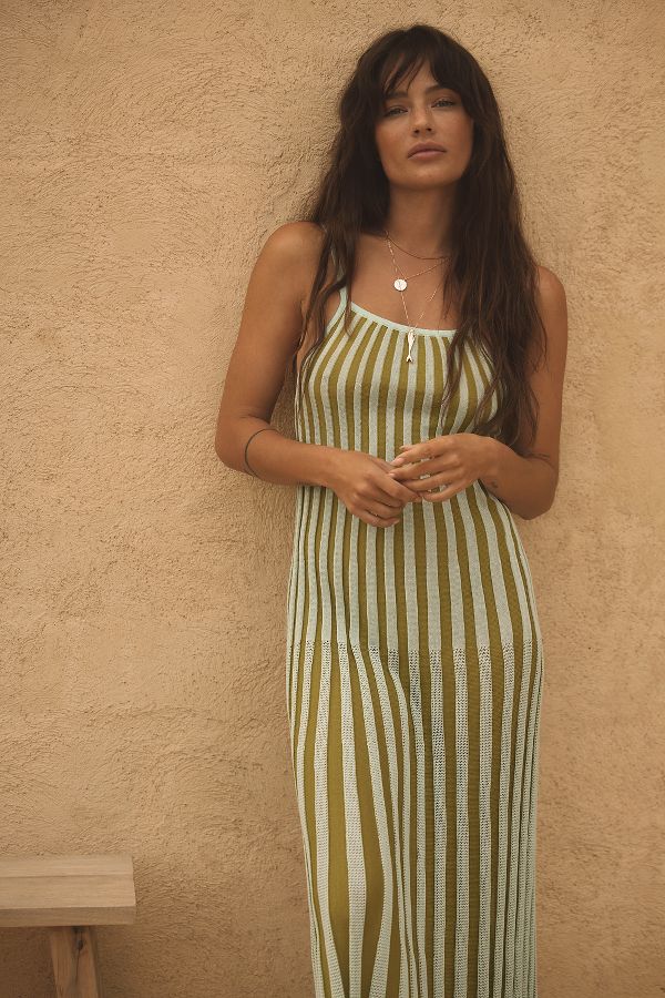 Slide View: 1: Solid & Striped Kayle Sleeveless Pleated Midi Dress