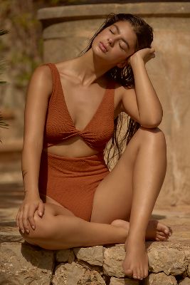 Malai x Anthropologie Textured Cutout One-Piece Swimsuit