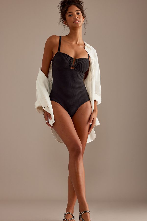 Slide View: 3: Sea Level Spinnaker Bandeau One-Piece Swimsuit