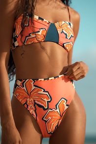 Slide View: 2: Maaji Racing Palms Opal High-Waisted Bikini Bottoms