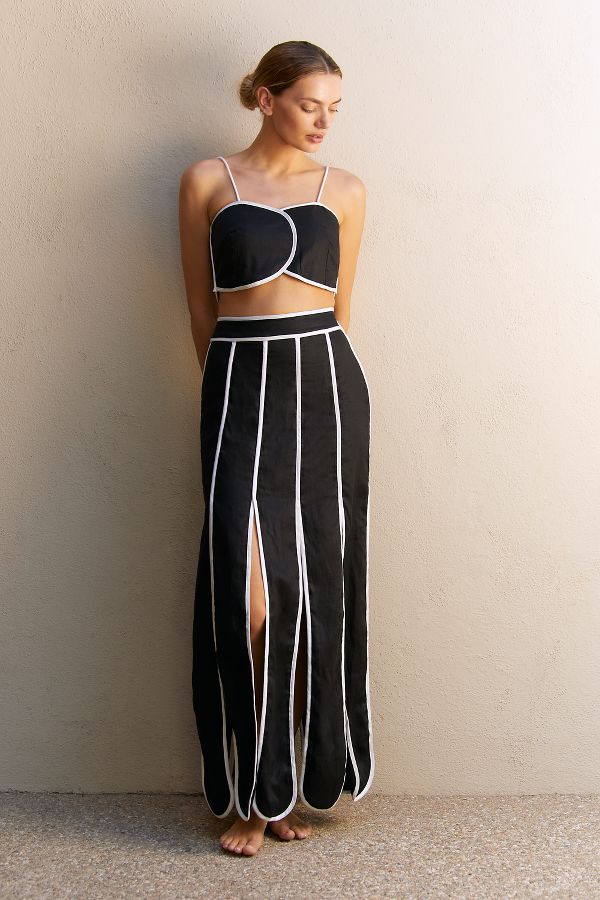 Slide View: 1: AZULU Cetina Linen Maxi Skirt