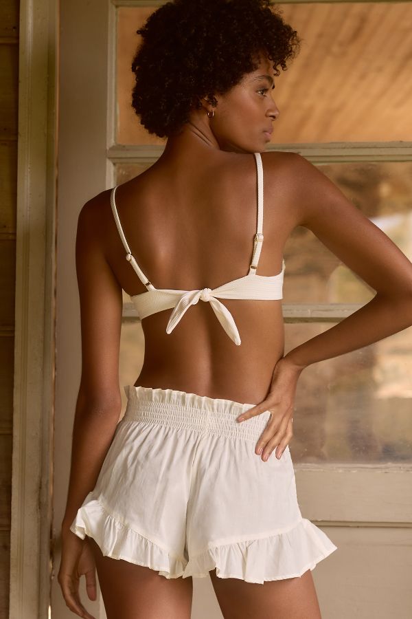 Slide View: 4: Montce Boho Drawstring Ruffle Shorts