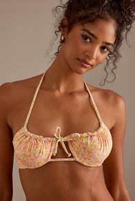 Slide View: 2: Billabong Summer Floral Tie-Front Halter Bikini Top