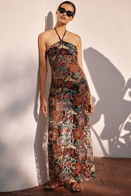 Agua Bendita Halter Maxi Dress