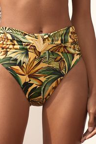 Slide View: 2: Farm Rio Bananart High-Waisted Bikini Bottoms