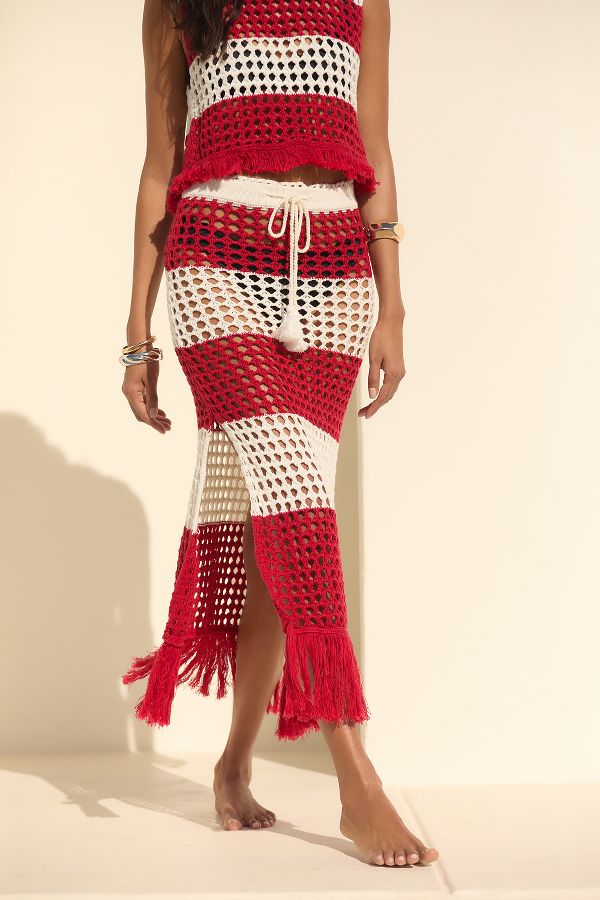 Slide View: 2: Farm Rio Crochet Midi Skirt