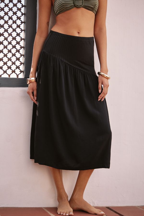 Slide View: 2: Sanctuary Asymmetrical Drop-Waist Midi Skirt