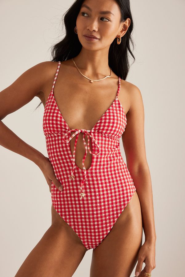 Slide View: 3: Wild Lovers Papaya Cutout One-Piece Swimsuit