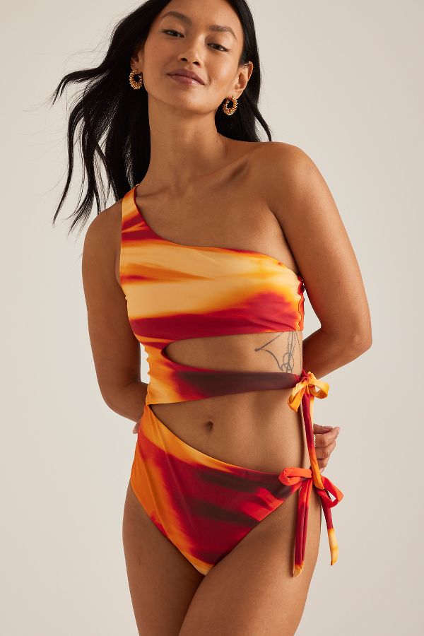 Slide View: 1: Wild Lovers Sunset Boulevard One-Shoulder Swimsuit