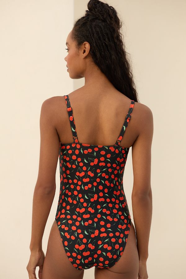 Slide View: 2: Good American Cherries Square-Neck One-Piece Swimsuit